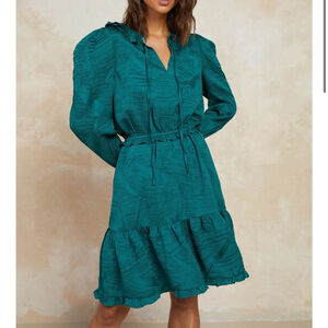 Current Air Crinkled Puff Sleeve Mini Dress